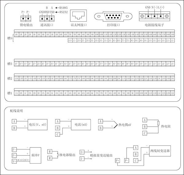 藍(lán)屏無(wú)紙記錄儀接線圖