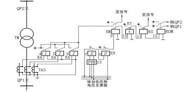 復(fù)合電壓啟動的過電流保護(hù)原理圖 
