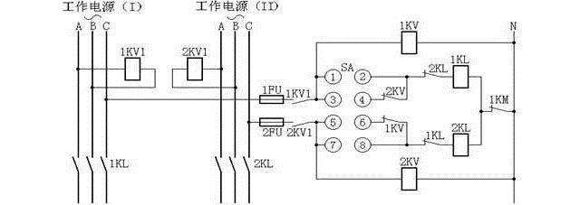 變壓器強(qiáng)油循環(huán)風(fēng)冷卻器工作和備用電源自動切換回路接線圖