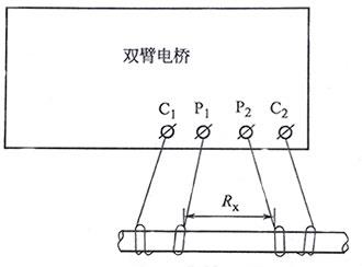直流雙臂電橋測電阻接線示意圖