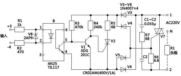分離元件組裝單相固態繼電器的電路