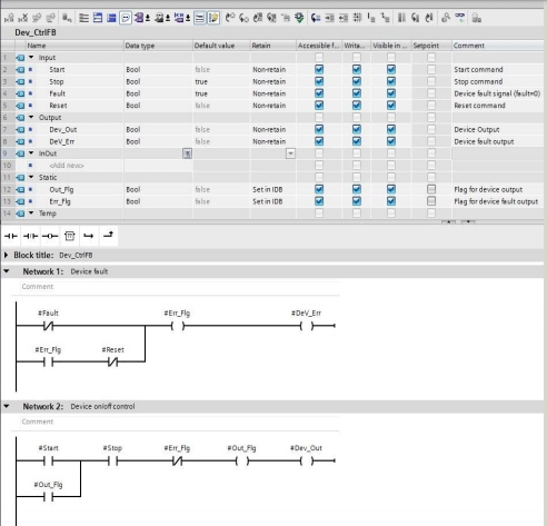 啟停控制帶故障保護(hù)邏輯的電機(jī)控制功能塊
