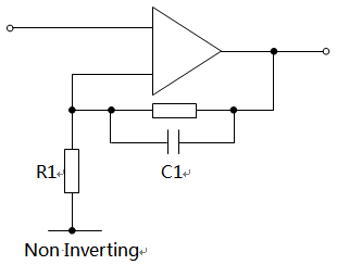 采用運(yùn)算放大器的一階低通濾波器