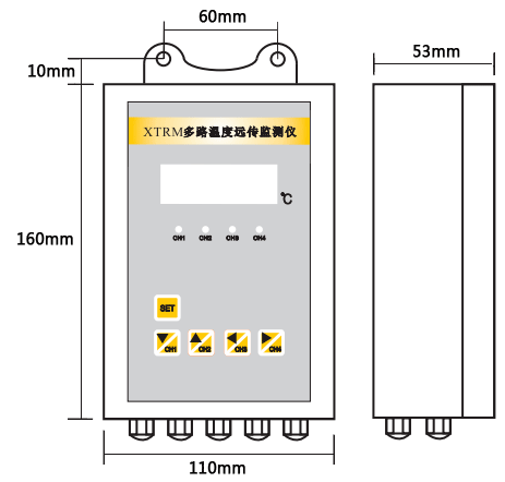 豎式多路溫度遠(yuǎn)傳監(jiān)測(cè)儀外形尺寸