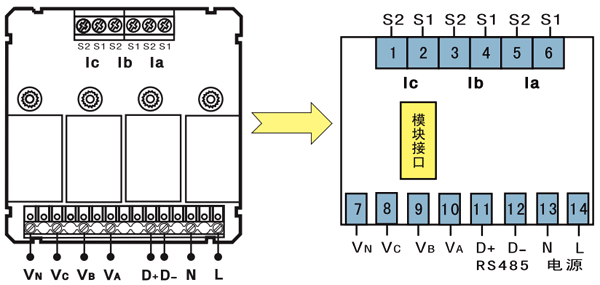 SWP-ELC多功能網絡電力儀表主機端子圖