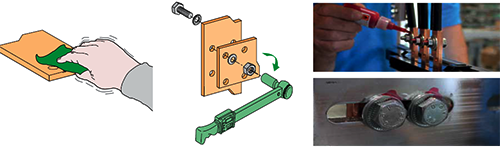 搭接前導(dǎo)體表面的清潔工作，和緊固力矩的大小控制，以及緊固之后的標(biāo)記工作